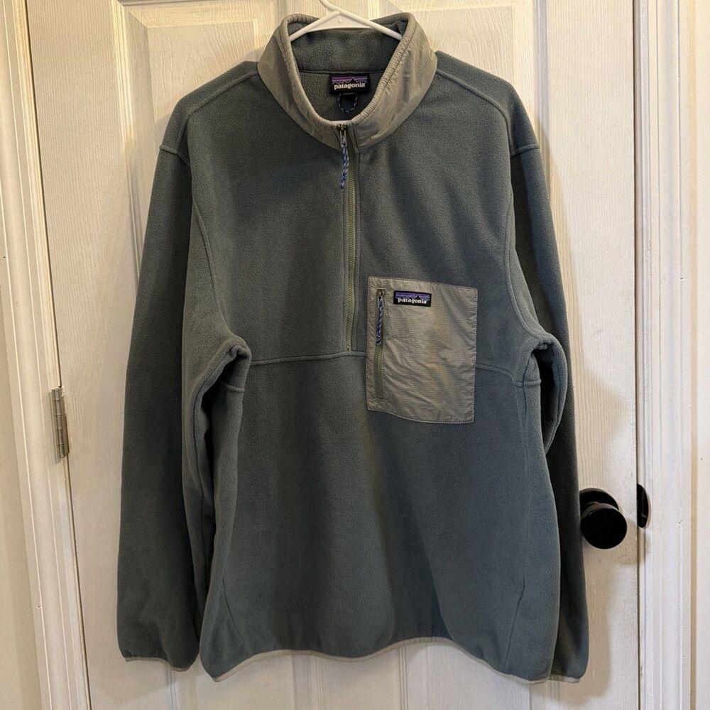 Patagonia Microdini 1/2 Zip Fleece Pullover Men XL Green 26200 FA23